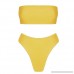 O'woda Women High Cut Strapless Swimsuits Bikini Set Lace-up Bandeau 2 Piece Swimwear Yellow B07Q2CTR1R